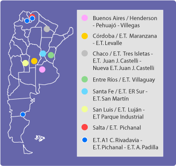 mapa con tramos de Plan Federal de Transporte Eléctrico II